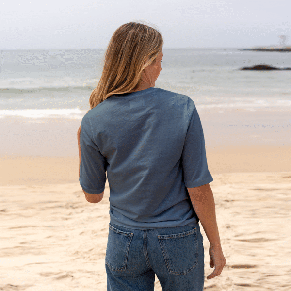 Womens Elbow Sleeve V-Neck - Dusk Blue - Image 2