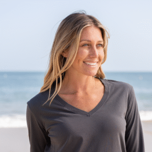 Womens Elbow Sleeve V-Neck - Dark Grey