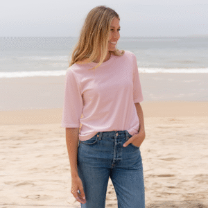 Womens Elbow Sleeve Crew Neck - Blush