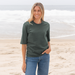 Womens Elbow Sleeve Crew Neck - Forest Green