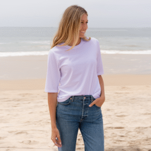 Womens Elbow Sleeve Crew Neck - Pastel Lilac